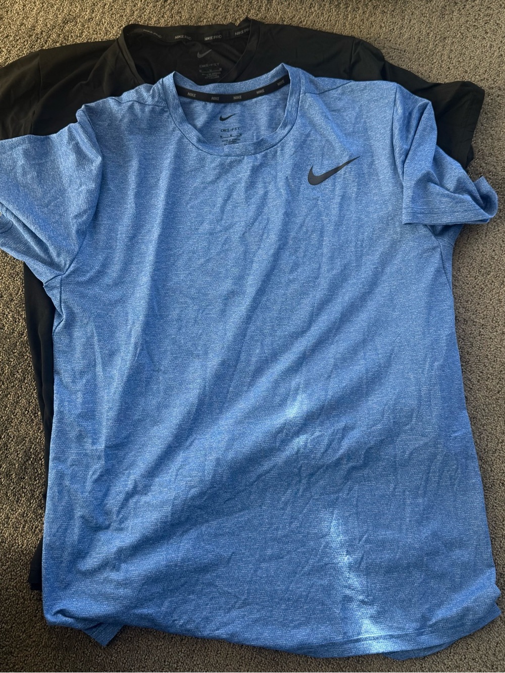 Nike Blue Short Sleeve Dri-FIT Tee with Black Swoosh